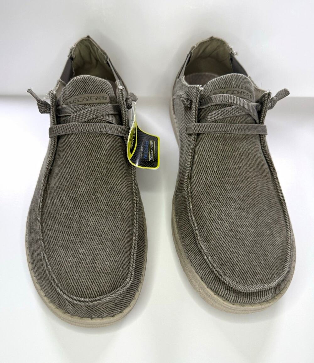 SKECHERS Streetwear Gray Canvas Memory Foam Lace-Up Oxford Shoes Men’s US 8